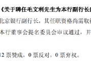 解梦软件北京银行：同意聘任毛文利为副行长
